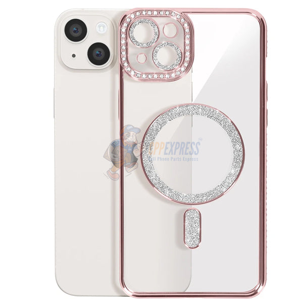 iPhone 15 Plus Shockproof Clear Luxury Magnetic Diamond Glitter Case
