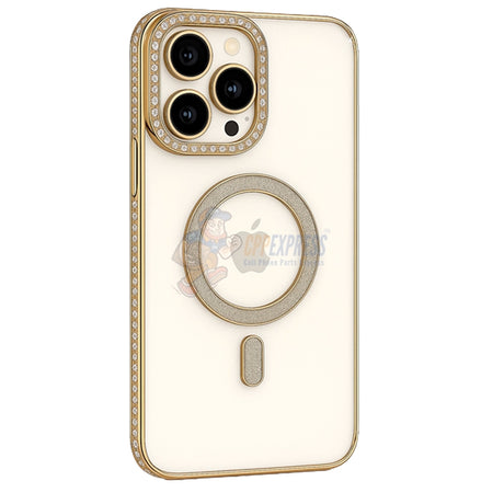 iPhone 15 Pro Max Shockproof Clear Luxury Magnetic Diamond Glitter Case