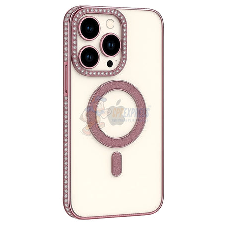iPhone 15 Pro Max Shockproof Clear Luxury Magnetic Diamond Glitter Case