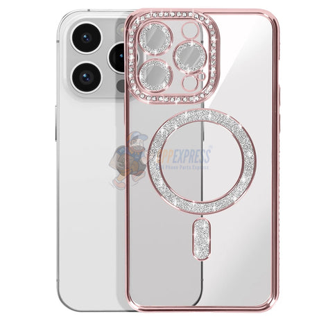 iPhone 15 Pro Shockproof Clear Luxury Magnetic Diamond Glitter Case