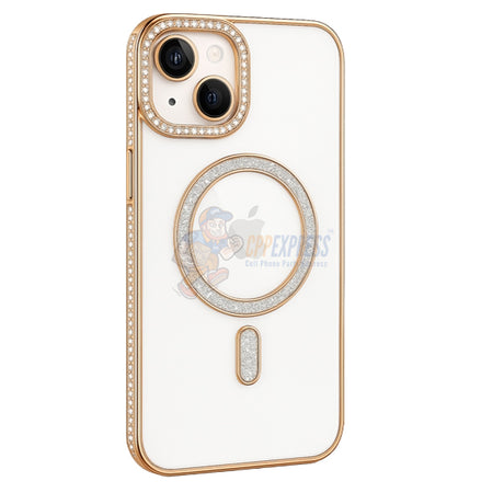 iPhone 15 Shockproof Clear Luxury Magnetic Diamond Glitter Case