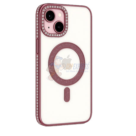 iPhone 15 Shockproof Clear Luxury Magnetic Diamond Glitter Case