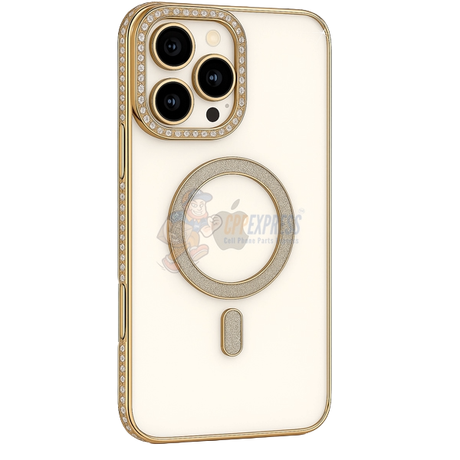 iPhone 16 Pro Shockproof Clear Luxury Magnetic Diamond Glitter Case