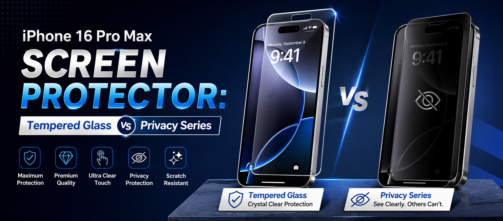 iPhone 16 Pro Max Screen Protector: Tempered  vs Privacy Glass