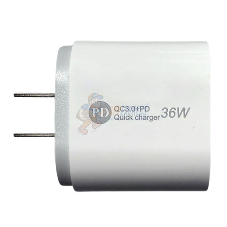 36W Dual USB Super Fast Charger QC3.0+PD with USB and Type-C Power Adapter