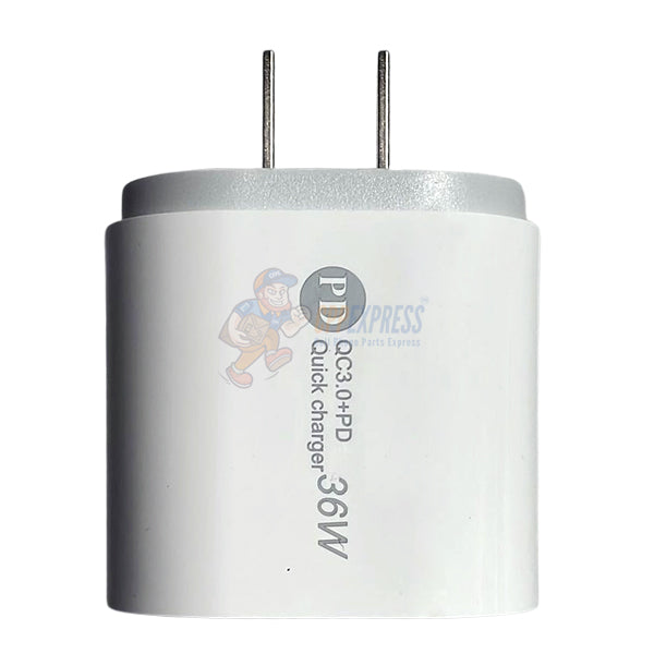 36W Dual USB Super Fast Charger QC3.0+PD with USB and Type-C Power Adapter