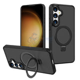 Samsung Galaxy S23 Shockproof Magnetic Case With Invisible Stand Holder - Black