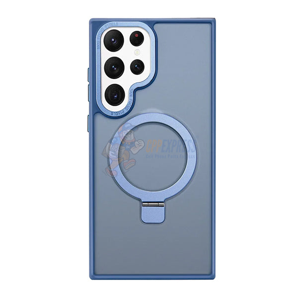 Samsung Galaxy S24 Ultra Shockproof Magnetic Case With Invisible Stand Holder - Blue