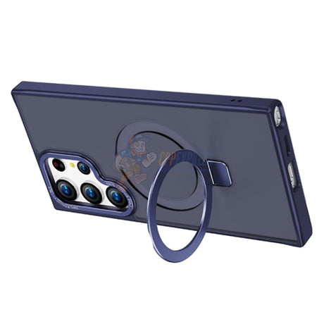 Samsung Galaxy S23 Ultra Shockproof Magnetic Case With Invisible Stand Holder - Dark Blue