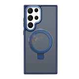 Samsung Galaxy S24 Ultra Shockproof Magnetic Case With Invisible Stand Holder - Dark Blue