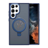 Samsung Galaxy S24 Ultra Shockproof Magnetic Case With Invisible Stand Holder - Dark Blue