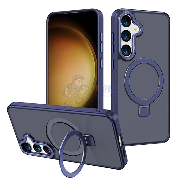 Samsung Galaxy S23 Shockproof Magnetic Case With Invisible Stand Holder - Dark Blue