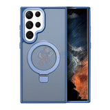 Samsung Galaxy S24 Ultra Shockproof Magnetic Case With Invisible Stand Holder - Blue