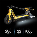 Bugatti 10 Electric Scooter Light Weight and Foldable Yellow