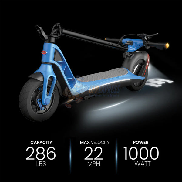 Bugatti 10 Electric Scooter Light Weight and Foldable Agile Bleu