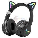 Cat Ear Bluetooth Wireless RGB LED Light Up Over-Ear Headphones