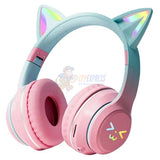 Cat Ear Bluetooth Wireless RGB LED Light Up Over-Ear Headphones