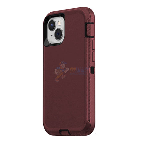 iPhone 14 Shockproof Defender Case Cover Burgundy