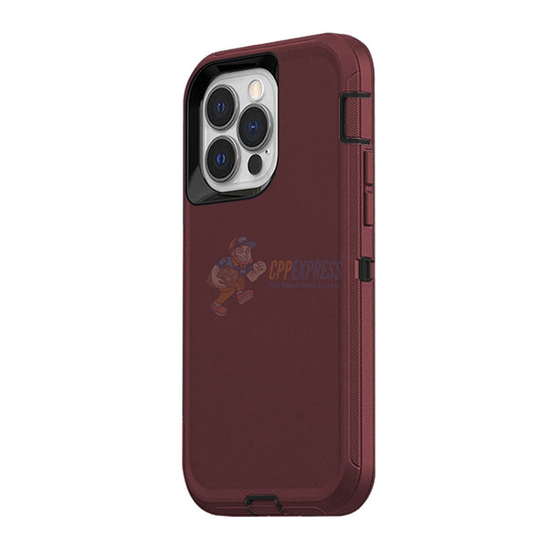 iPhone 15 Pro Shockproof Defender Case Cover Burgundy