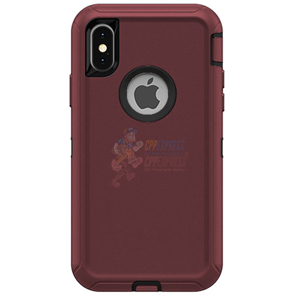 iPhone X iPhone XS Shockproof Defender Case Cover Burgundy