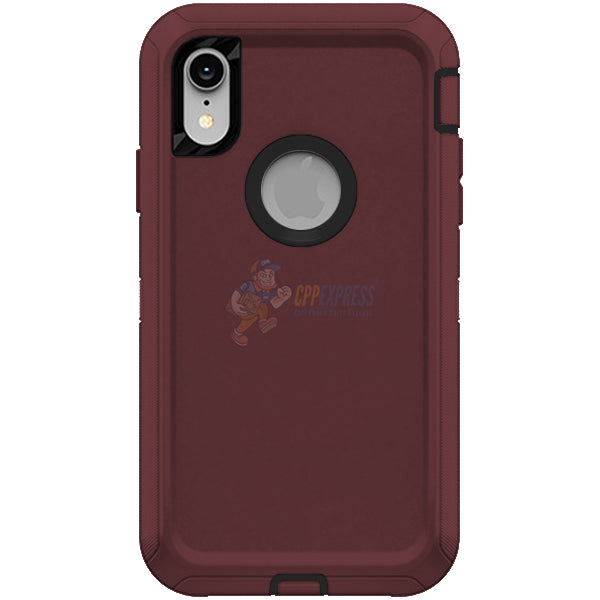 iPhone XR Shockproof Defender Case Cover Burgundy