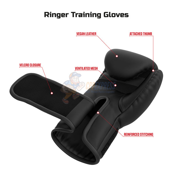 FitRx Ringer Multi-Density Padding Premium Training Gloves - Black