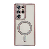 Samsung Galaxy S24 Ultra Shockproof Clear Luxury Magnetic Diamond Glitter Case