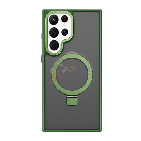 Samsung Galaxy S24 Ultra Shockproof Magnetic Case With Invisible Stand Holder - Green