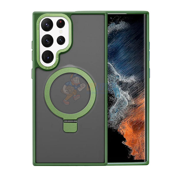 Samsung Galaxy S24 Ultra Shockproof Magnetic Case With Invisible Stand Holder - Green