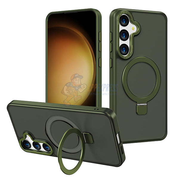 Samsung Galaxy S23 Shockproof Magnetic Case With Invisible Stand Holder - Green