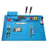 Silicone Repair Mat, Magnetic Soldering Mat Heat Insulation Electronics Repair Mat (Medium) - Blue