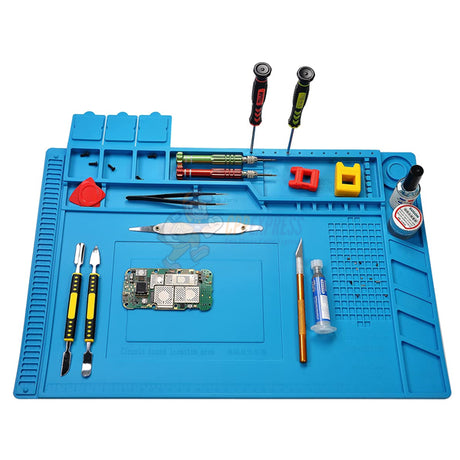 Silicone Repair Mat, Magnetic Soldering Mat Heat Insulation Electronics Repair Mat (Medium) - Blue