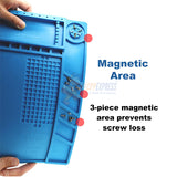 Silicone Repair Mat, Magnetic Soldering Mat Heat Insulation Electronics Repair Mat (Medium) - Blue