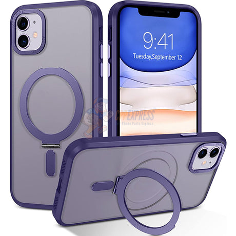 iPhone 11 Shockproof Magnetic Case With Invisible Stand Holder Purple