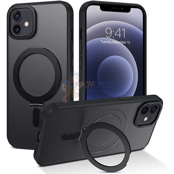 iPhone 12 Shockproof Magnetic Case With Invisible Stand Holder Black