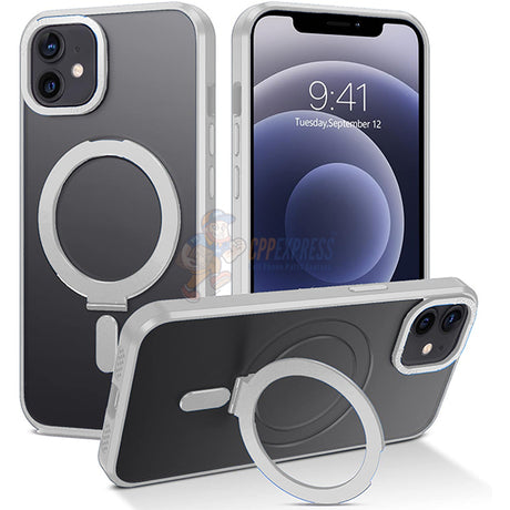 iPhone 12 Shockproof Magnetic Case With Invisible Stand Holder White