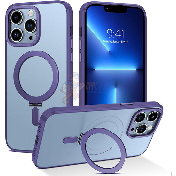 iPhone 13 Pro Max Shockproof Magnetic Case With Invisible Stand Holder Purple