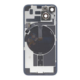 iPhone 14 MidFrame Housing with PowerVolume Button and Back Glass with Steel Plate and Wireless Charge Flex Cable - Black