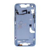 iPhone 14 MidFrame Housing with PowerVolume Button and Back Glass with Steel Plate and Wireless Charge Flex Cable - Blue