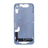 iPhone 14 MidFrame Housing with PowerVolume Button and Back Glass with Steel Plate and Wireless Charge Flex Cable - Blue