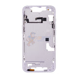 iPhone 14 MidFrame Housing with PowerVolume Button and Back Glass with Steel Plate and Wireless Charge Flex Cable - Purple