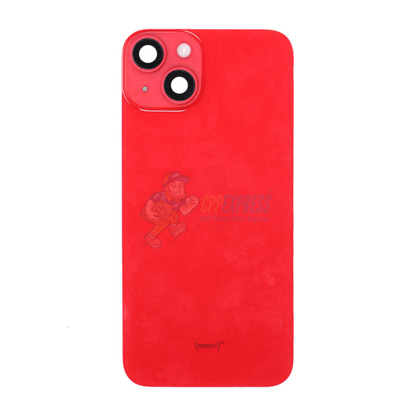 iPhone 14 MidFrame Housing with PowerVolume Button and Back Glass with Steel Plate and Wireless Charge Flex Cable - Red