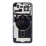 iPhone 14 Plus MidFrame Housing with PowerVolume Button and Back Glass with Steel Plate and Wireless Charge Flex Cable - Black