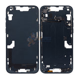 iPhone 14 Plus MidFrame Housing with PowerVolume Button and Back Glass with Steel Plate and Wireless Charge Flex Cable - Black