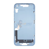 iPhone 14 Plus MidFrame Housing with PowerVolume Button and Back Glass with Steel Plate and Wireless Charge Flex Cable - Blue