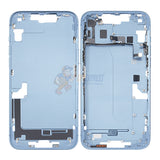 iPhone 14 Plus MidFrame Housing with PowerVolume Button and Back Glass with Steel Plate and Wireless Charge Flex Cable - Blue