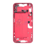 iPhone 14 Plus MidFrame Housing with PowerVolume Button and Back Glass with Steel Plate and Wireless Charge Flex Cable - Red