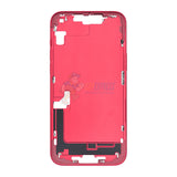 iPhone 14 Plus MidFrame Housing with PowerVolume Button and Back Glass with Steel Plate and Wireless Charge Flex Cable - Red