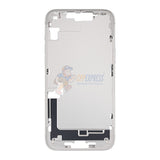 iPhone 14 Plus MidFrame Housing with PowerVolume Button and Back Glass with Steel Plate and Wireless Charge Flex Cable - White