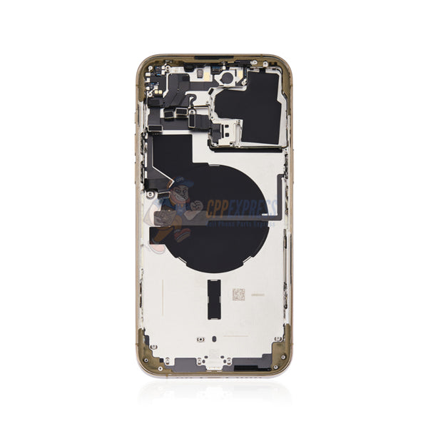 iPhone 14 Pro Max Battery Back Door Perfect Fit Premium Back Cover Case Housing Includes Power, Volume and Wireless Charge Flex Cable - Gold